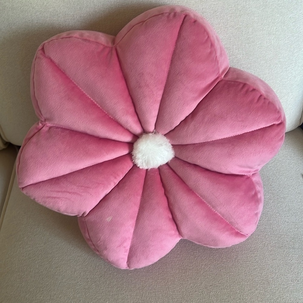 World Market Pink Flower Throw Pillow